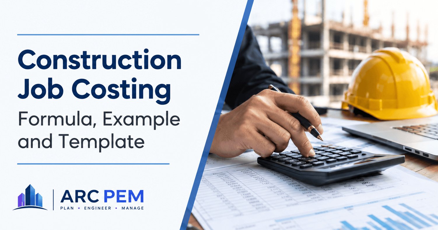 Construction job costing report comparing estimated and actual project costs